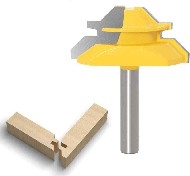 45°-Gehrungsfräser mit Verriegelung, 8 mm, Holzfräser, Nutfräser, Zapfenfräser für Holzbearbeitungsmaschinen, geeignet f...
