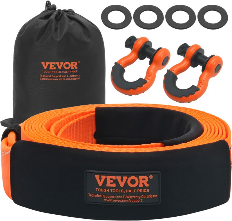 Abschleppgurt-Bergeset 76,2 mm x 6,1 m (MBS-16329 kg) Baumschoner-Windengurt, dreifach verstärkte Schlaufe & Schutzhülle...