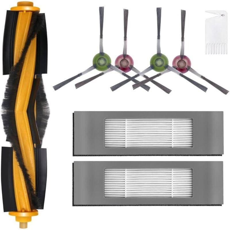 8 Stück Zubehör für Ecovacs Deebot Ozmo 950 920 900 T5 T8 T8+ T9 T9+ T10 Staubsauger, 1 Hauptbürste, 2 Filter, 4 Seitenb...