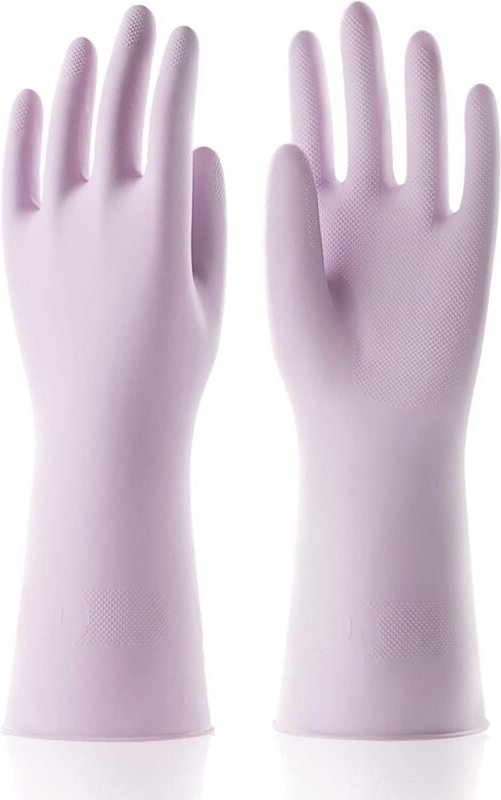 Lila Rattenschwanz-Nitrilhandschuhe, Größe S (9,7 cm), rutschfest, wasserdicht, wiederverwendbar, für Küche und Bad, 1 P...