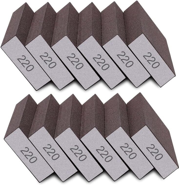12 Stück Schleifschwämme, Körnung 220, Feine Schleifblöcke für Trockenbau, Metall, , Waschbar und Wiederverwendbar