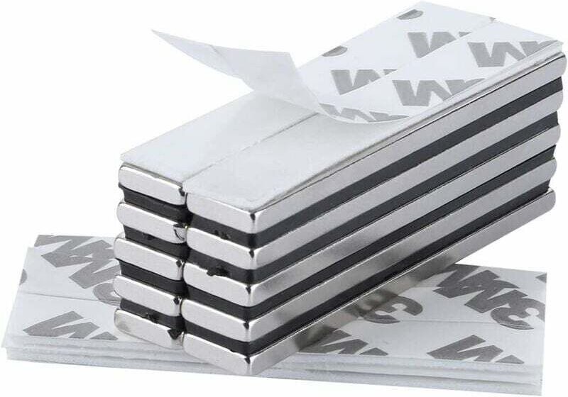 10 rechteckige Neodym-Magnete (60 x 10 x 3 mm) mit 3M-Klebeband. Magnete mit selbstklebender Folie, extra starke Haftung...