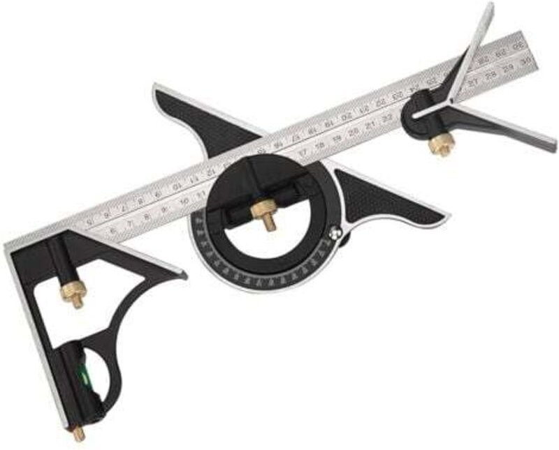 Metall-Kombinationswinkel, multifunktionales Schreinerlineal, Kombinationswinkelmaß mit integrierter Wasserwaage und Anr...