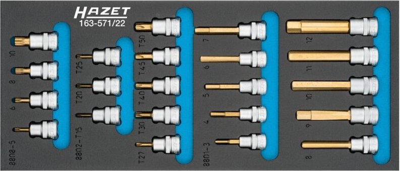 Schraubendreher-Steckschlüsseleinsatz Satz, Vierkant hohl 10 mm (3/8), Innen torx Profil, Innen Vielzahn Profil xzn, Inn...