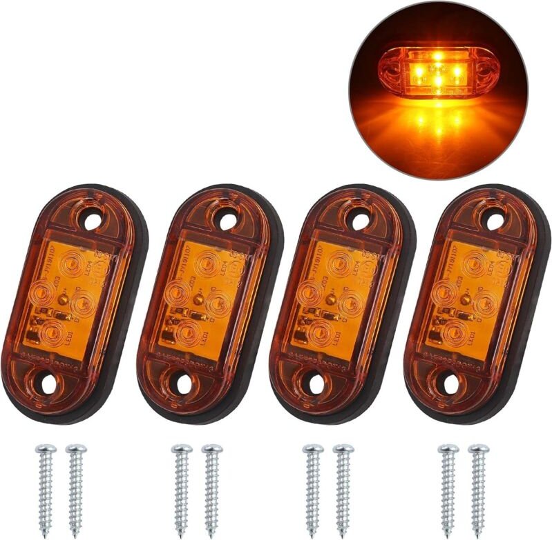 BEBUSINGOTO x 4 LEDs Seitenmarkierungsleuchten, vorne und hinten, wasserdichte LED-Umrissleuchten, Positionsleuchten, 12...