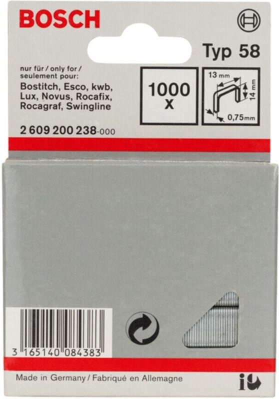 Feindrahtklammer Typ 58 13 x 0,75 x 14 mm - Bosch