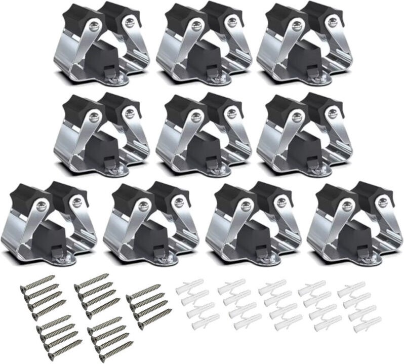 Trade-Shop 10 Stück Gerätehalter, Besenhalterung, Wandhalter, Gartengerätehalter, Edelstahl Wandhalterung für Wischmopp,...