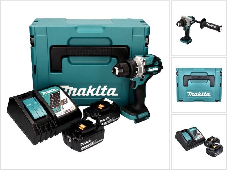 Ddf 486 rfj Akku Bohrschrauber 18 v 130 Nm Brushless + 2x Akku 3,0 Ah + Ladegerät + Makpac - Makita