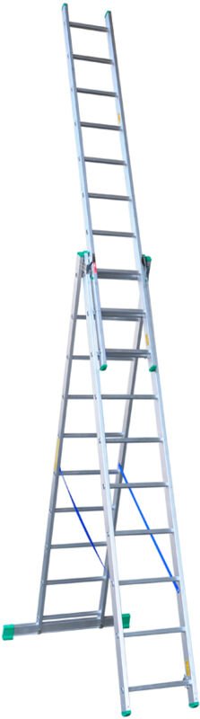 3-Element-Aluminiumleiter 675cm 10+10+10 Sprossen - Dr4210