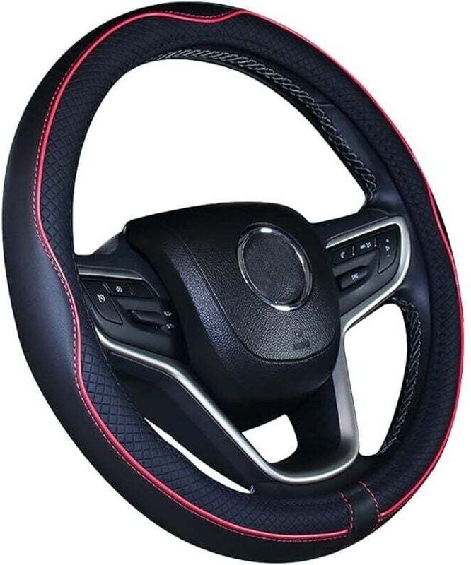 15-Zoll-Autolenkradbezug aus Mikrofaserleder (Schwarz/Rot)