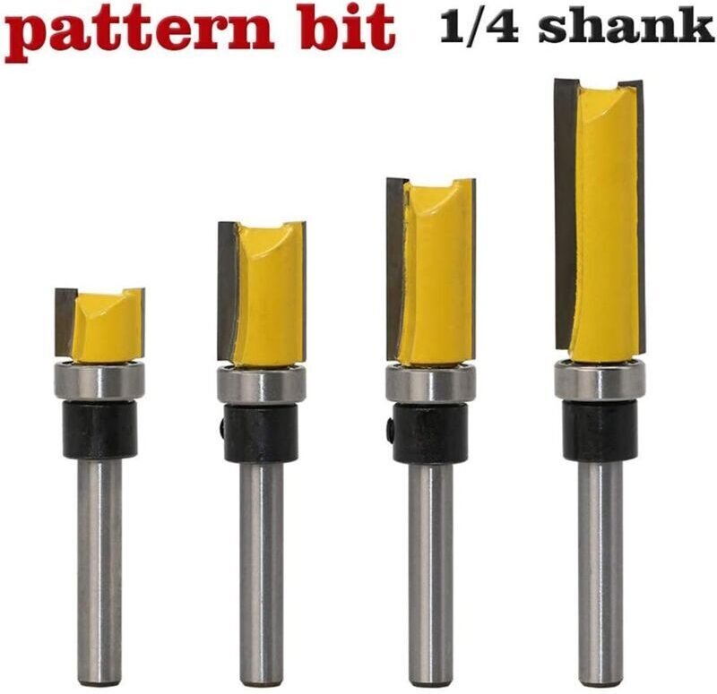 1/2"-Durchmesser-Bündigfräser-Set, Holz-Kugellager-Fräser-Set mit 1/4"-Schaft-Bündigfräser