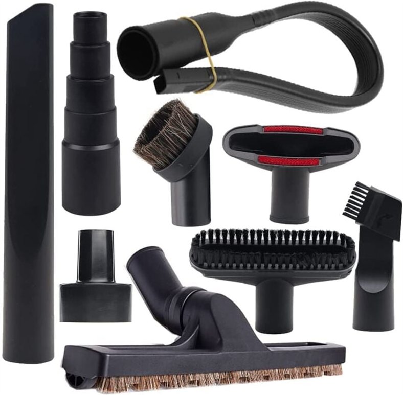 9-teiliges Universal-Staubsauger-Aufsatzset für – 2 1/2 Zoll auf 1 1/4 Schlauchadapter, Bodenbürstenwerkzeug
