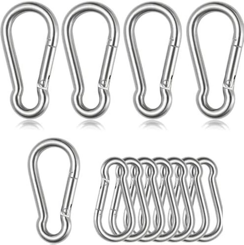 12 Stück Karabiner Set, 8 x 80 mm + 6 x 60 mm Klein Karabinerhaken Belastbar bis 250kg, Karabinerhaken für Schlüsselanhä...