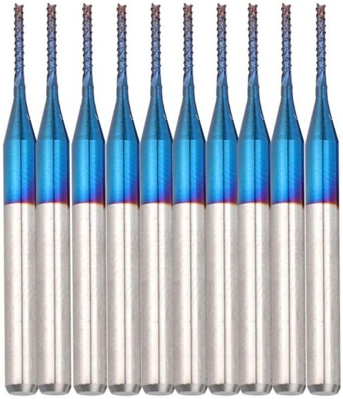 Nano Blue Coat CNC-Fräser, 10 Stück, Hartmetall-Kegelfräser, 3,175 mm, blauer Hartmetall-Rundspitzenfräser zum Fräsen un...