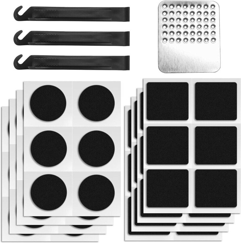 Fahrradflickenset, Schlauchreparaturset, Pannenset für Rennräder, Fahrradreifenreparaturset mit Reifenheber und Metallfe...