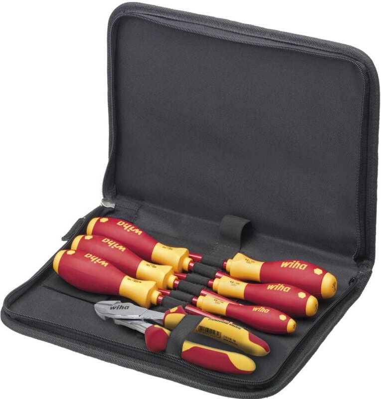 Werkzeug Set Elektriker Schraubendreher, Kraftseitenschneider 8-tlg. inkl. Werkzeugmappe (38020) - Wiha