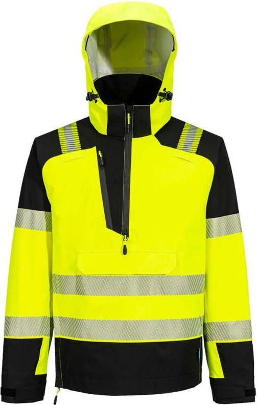 Regenjacke mit Kapuze Hochsichtbarkeit Pw3 (3l) - Größe L - Gelb/Schwarz - Portwest