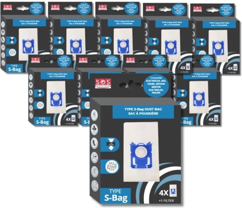 Ersatzteil - Set von 10 Schachteln mit 4 Beuteln TYPE S-BAG - - ELECTROLUX, TORNADO, AEG, ESSENTIEL B, VOLTA