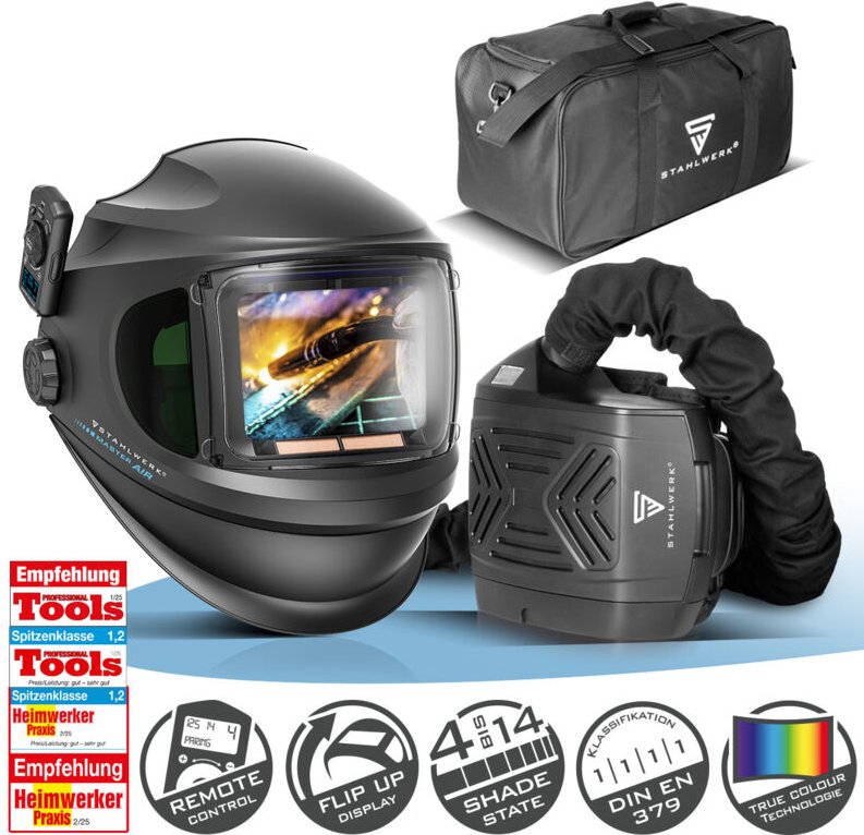 STAHLWERK Automatik Schweißhelm MASTER AIR Frischluftsystem TH3 Atemschutz PAPR