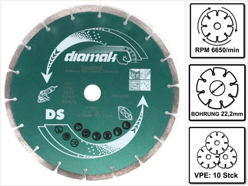 10x Diamantscheibe diamak 125 mm - D-62169 - Makita