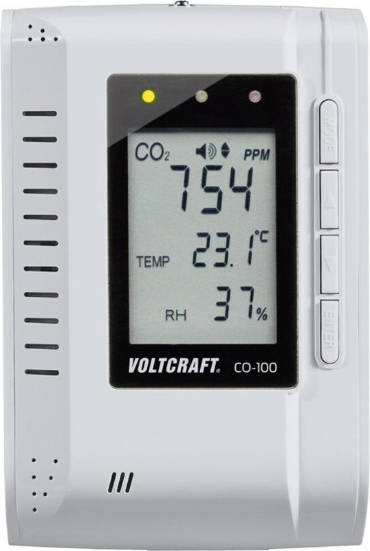 VOLTCRAFT CO-100 Kohlendioxid-Messgerät 0 - 3000 ppm mit Datenloggerfunktion, Wandmontage