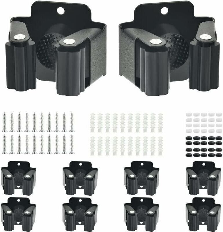10-teiliger Wandbesenhalter, Edelstahl-Gerätehalterungsset, Wandhalterung für Gartengeräte, Besenhalter, Wandbesen