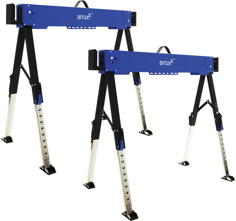 Bituxx 2x Arbeitsbock Bock Gerüstbock Klappbock Tischbock Malerbock 600Kg Klappbar Höhenverstellbar 62 - 87cm