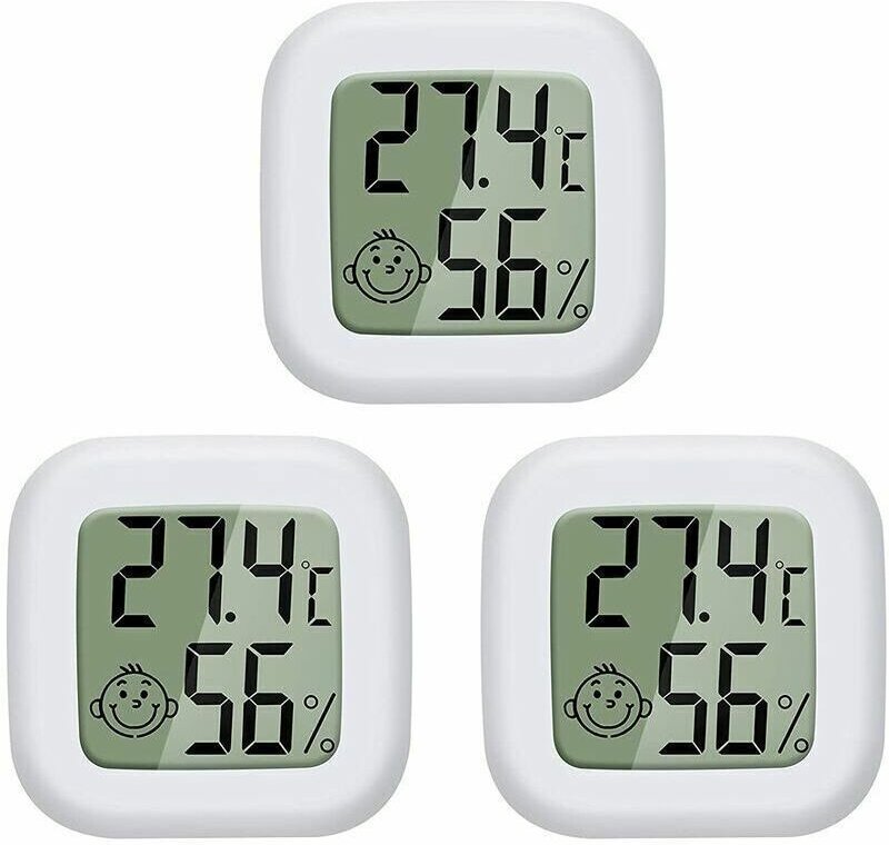 3-teiliges Mini-LCD-Digitalthermometer-Hygrometer-Set für Babyzimmer, Wohnzimmer, Büro, Kühlschrank, Innenbereich.