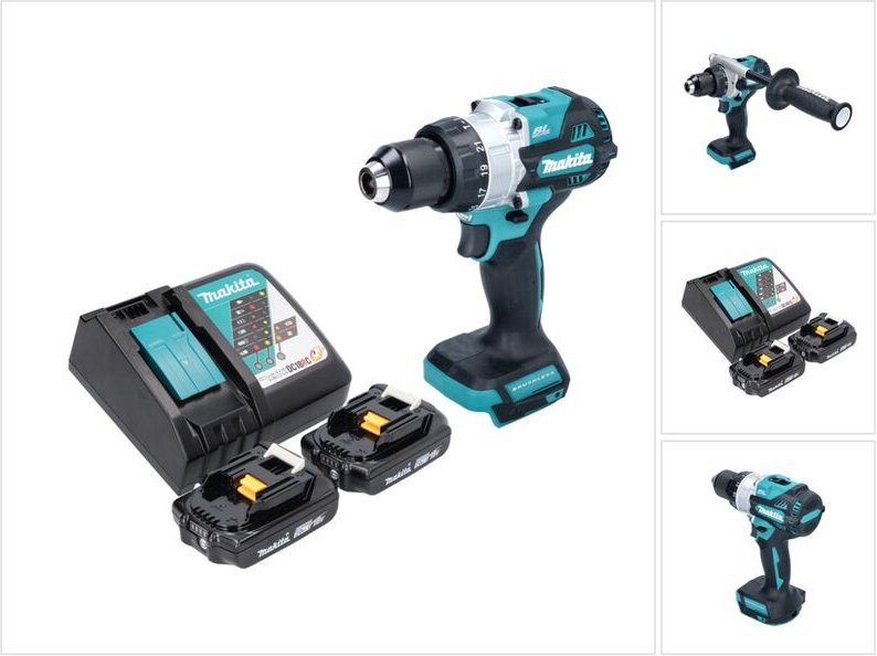 Makita DHP 486 RA Akku Schlagbohrschrauber 18 V 130 Nm Brushless + 2x Akku 2,0 Ah + Ladegerät