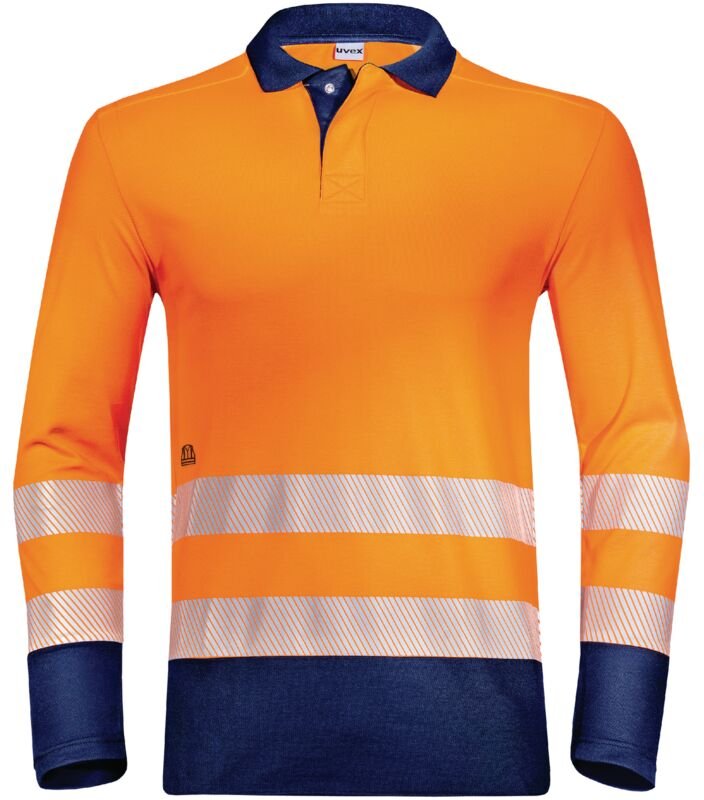 Uvex Suxxeed Construction Herren-Arbeitsshirt - Orange Männer-Langarm-Poloshirt: M