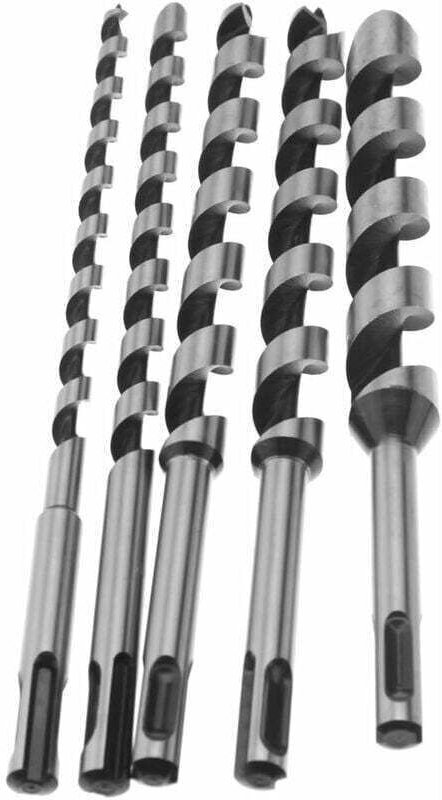 Set mit 5 Spiralbohrern mit SDS-Plus-Schaft für Holzbearbeitung, 230 mm, 6/10/14/18/20 mm
