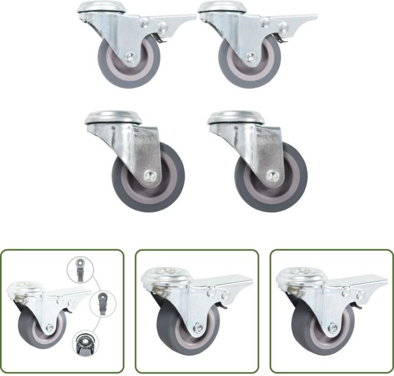 vidaXL Lenkrollen mit Doppelbremsen - Lenkrollen mit Bolzenloch 4 Stk. 50 mm