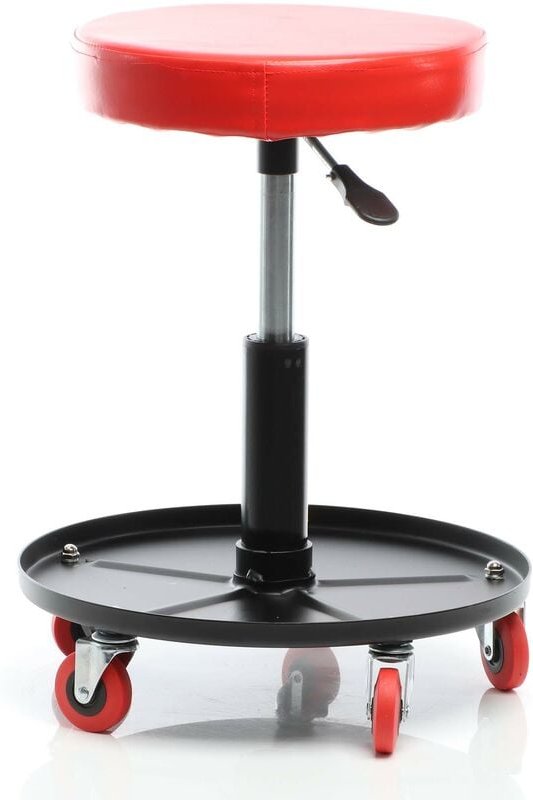 Höhenverstellbarer Werkstattwagen mit Rollen 360° drehbar Rollhocker mit Werkzeugablage Hocker mit Stauraum Werkstattstu...