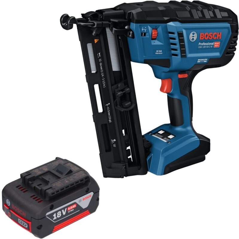 Bosch GNH 18V-64-2 M Professional Akku Holznagler 18 V 1,6 x 32 - 64 mm + 1x Akku 5,0 Ah - ohne Ladegerät