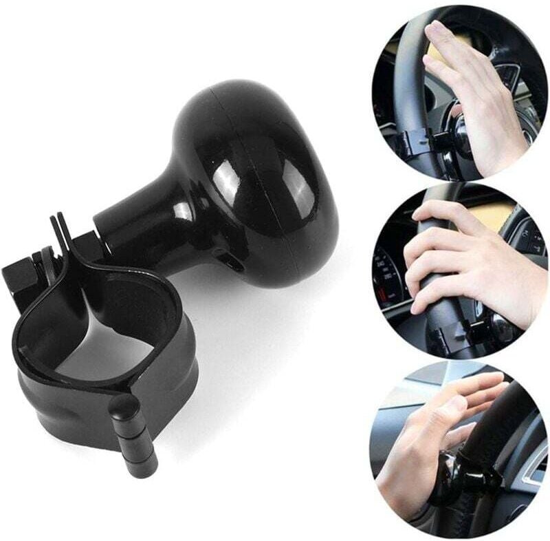Lenkrad-Drehknopf, universeller schwarzer elektrischer Griff mit Lenkradrotation für Pkw, Lkw, SUV, Traktoren, Boote, Ra...