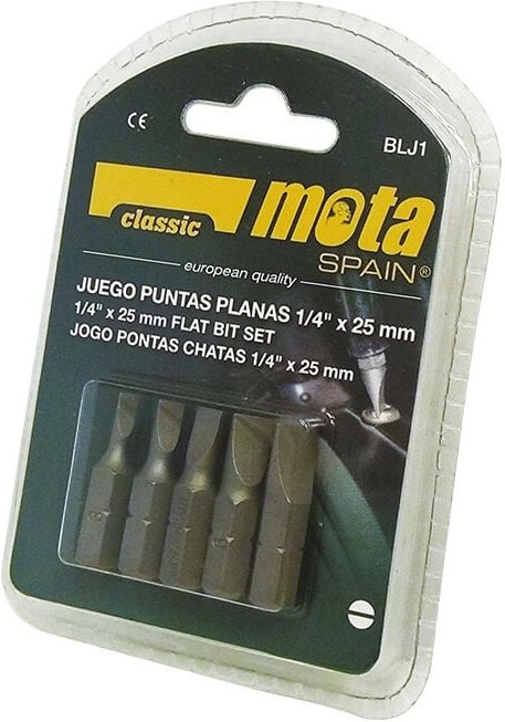 Flachspitzen-Set 1/4, 5-teilig x 25mm Mota Werkzeuge 39184