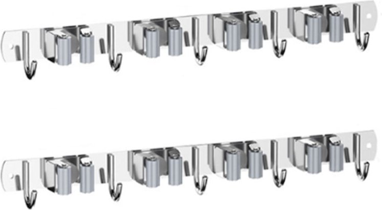 Wandmontierter Besenhalter, 2-teiliger wandmontierter Besen- und Mopphalter, Werkzeugständer aus Edelstahl, Gartengeräte...