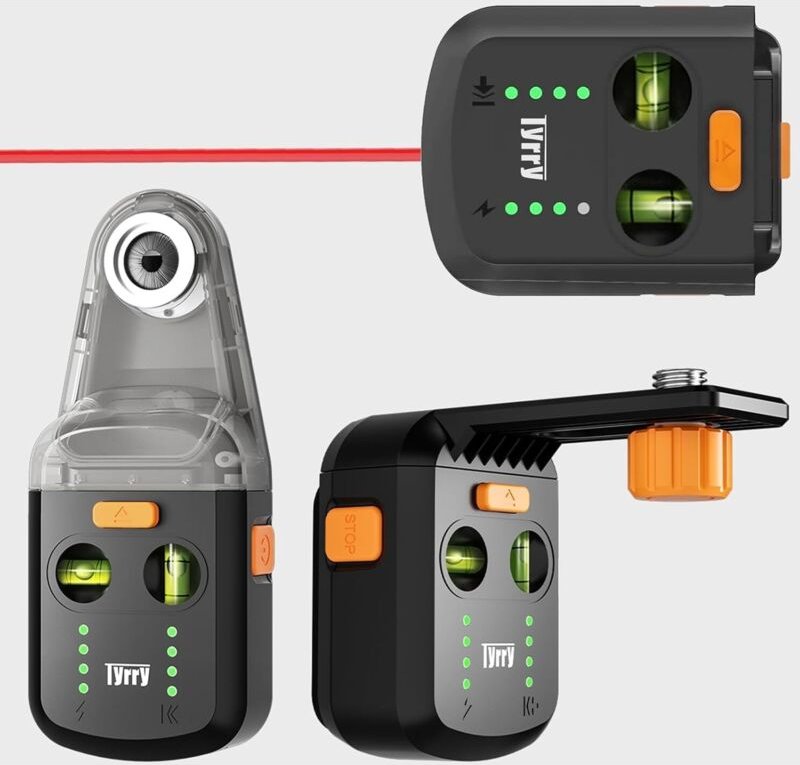4-in-1 Bilderaufhänge-Laser-Nivelliergerät mit Linienlaser, Staubabsaugung, Wandwasserwaage mit Saugnapf und Nivellierwe...