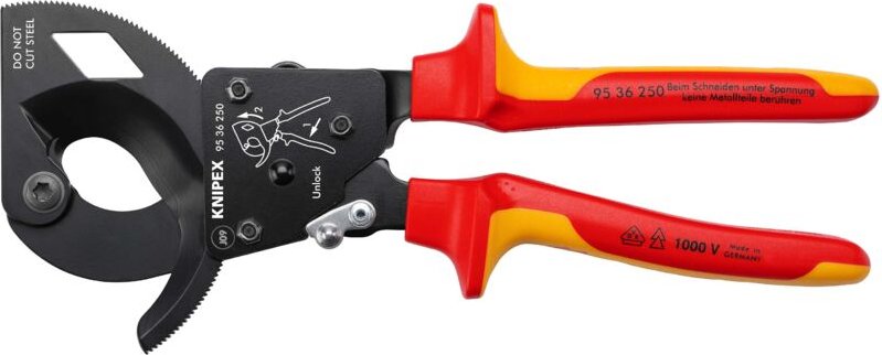 Knipex - 95 36 250 Kabelschneider isol. Mehrk. vde schw. lackiert 250 mm