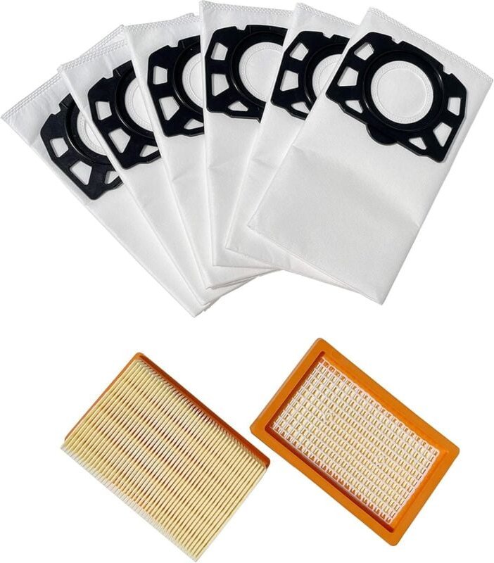 2x Filter and 6x Bag for Karcher wd4 wd5 p 2.863006.0 wd5p wd6 premuim wd6 p mv4 mv5 mv6 2.863005.0 vacuum cleaner bags ...