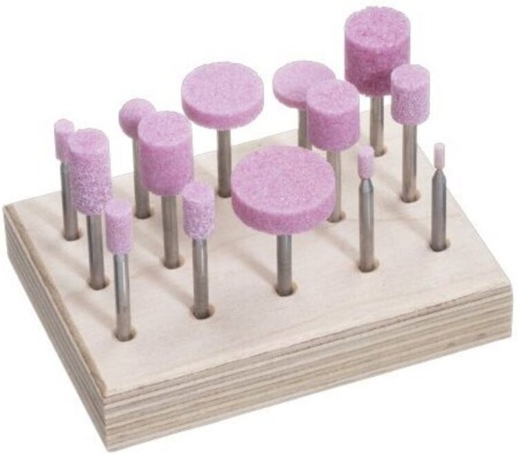 Lukas - Schleifstift-Set für Stahl/Stahlguss 14-teilig Schaft 3 mm Edelkorund