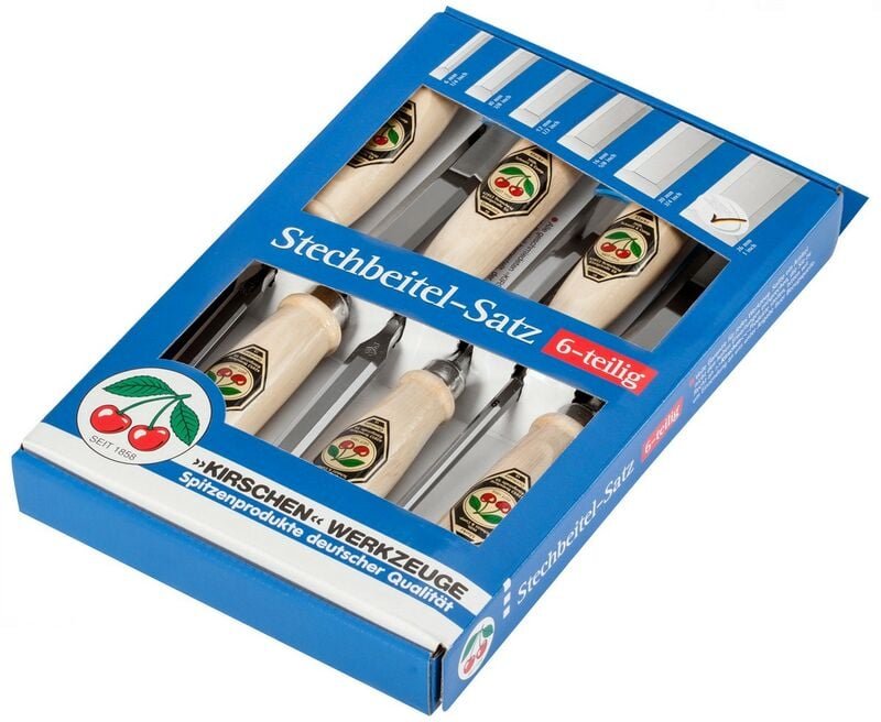 Kirschen - Stechbeitelsatz 6 teilig Karton 1111000 6 10 12 16 20 26 mm Stecheisen