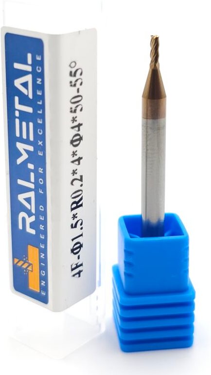 Radialfräser aus Vollhartmetall 1,5 x R0,2 x 4D x 50 mm 55 HRC