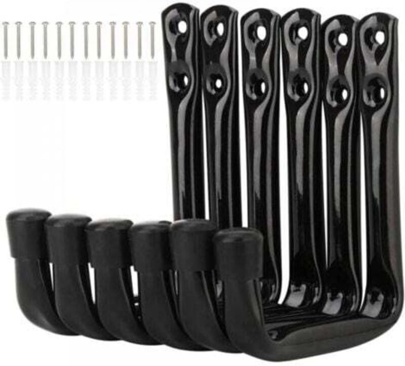 6er-Set robuste J-Haken zur Garagenaufbewahrung, Wandhalterungen aus Stahl (12 cm x 9 cm)