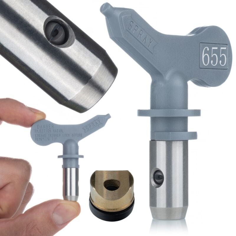Rosfix UltraHeavy 655 Sprühdüse – 30 cm Sprühbreite, für Spachtelmasse & Bitumen Hochdruck, Graues Metall Kompatibel mit...