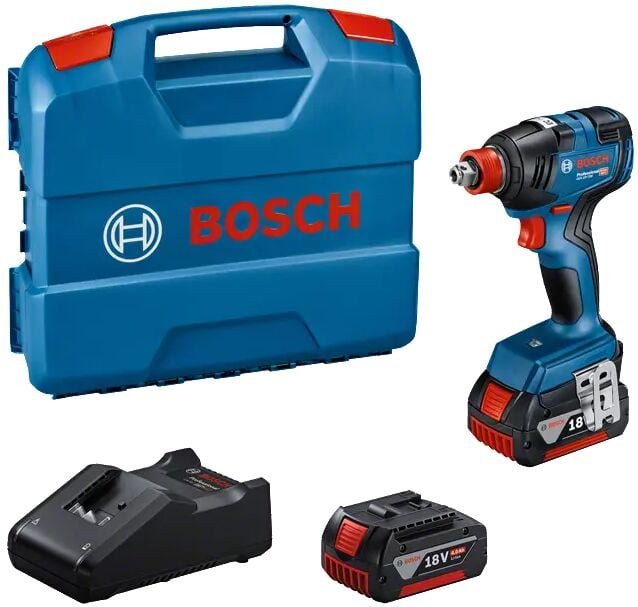 Bosch Professional - Bosch Akku-Drehschlagschrauber gdx 18V-200, incl. 2x Akku gba 4 Ah, Schnellladegerät, L-Case