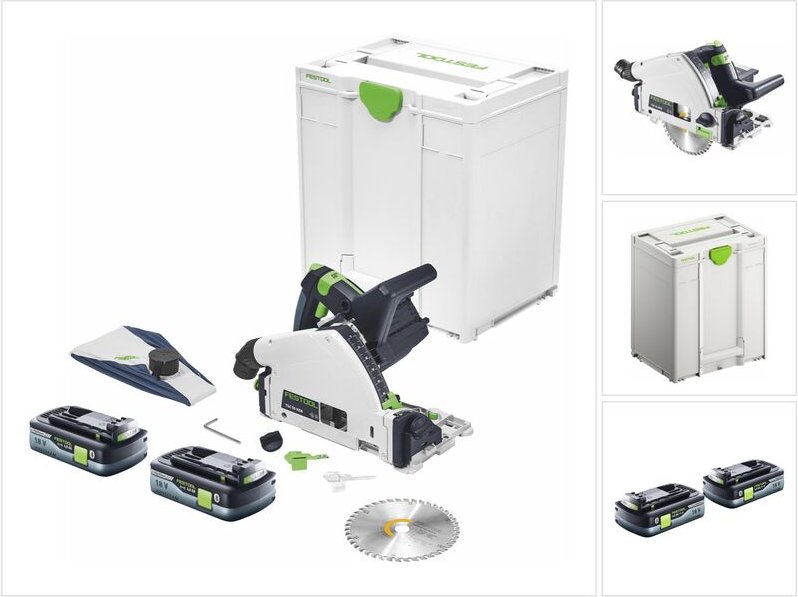 Festool TSC 55 KEB-Basic Akku Tauchsäge 18 V / 36 V ( 2x 18 V ) 160 mm Brushless + 2x Akku 4,0 Ah + Systainer - ohne Lad...
