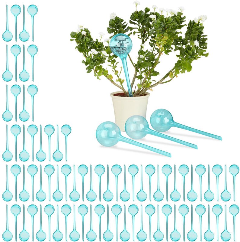Thumbnail - 80 x Bewässerungskugeln im Set, 2 Wochen, Versenkbar, Topfpflanzen, Dosierte Bewässerung 250 ml, Kunststoff, hellblau
