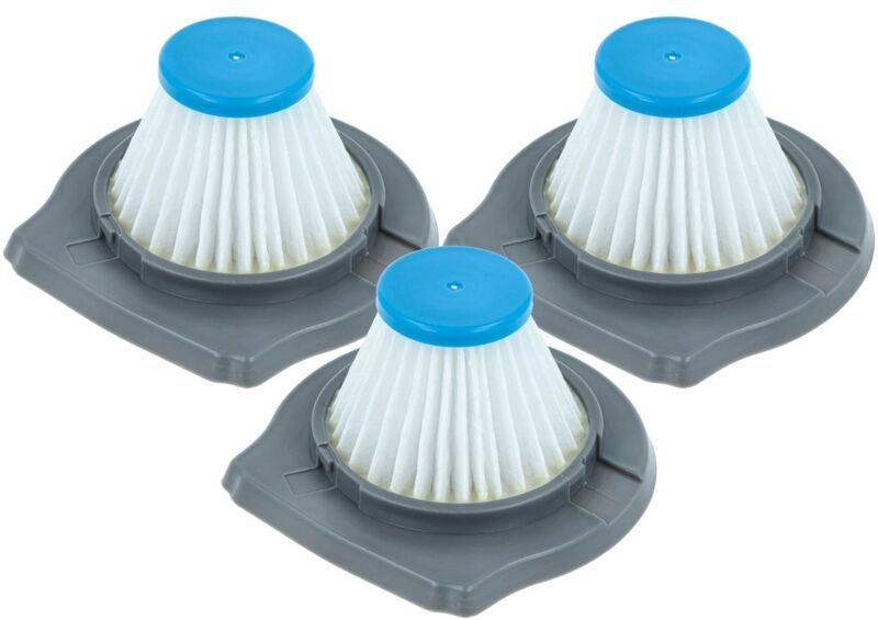 vhbw 3x Feinfilter kompatibel mit Black & Decker HLVC320J01, REVHV8J, REVHV8J40 Staubsauger - Luftfilter Blau Grau Weiß
