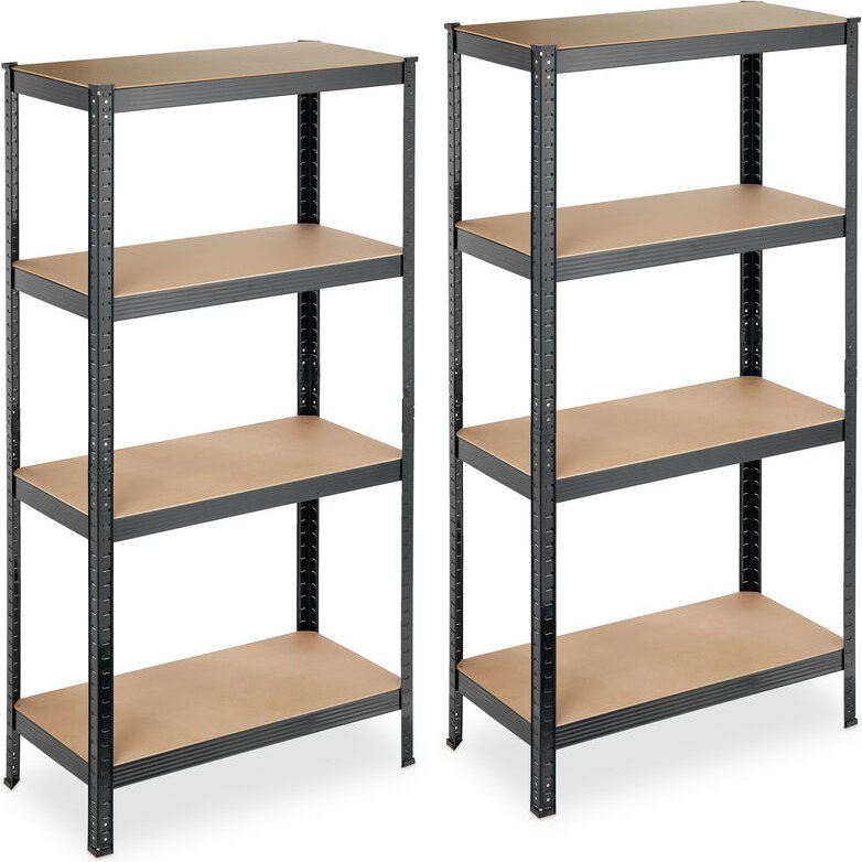 2 x Schwerlastregal, 4 Böden, HBT: 157 x 80 x 41 cm, 280 kg Traglast, Metall, Lagerregal für Keller, Garage, schwarz